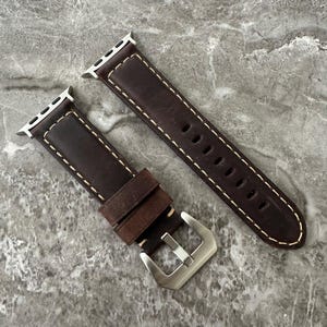 Personalised Custom Engraved Premium Quality Dark Brown leather watch strap band for Apple Watch Ultra 1 2 49mm