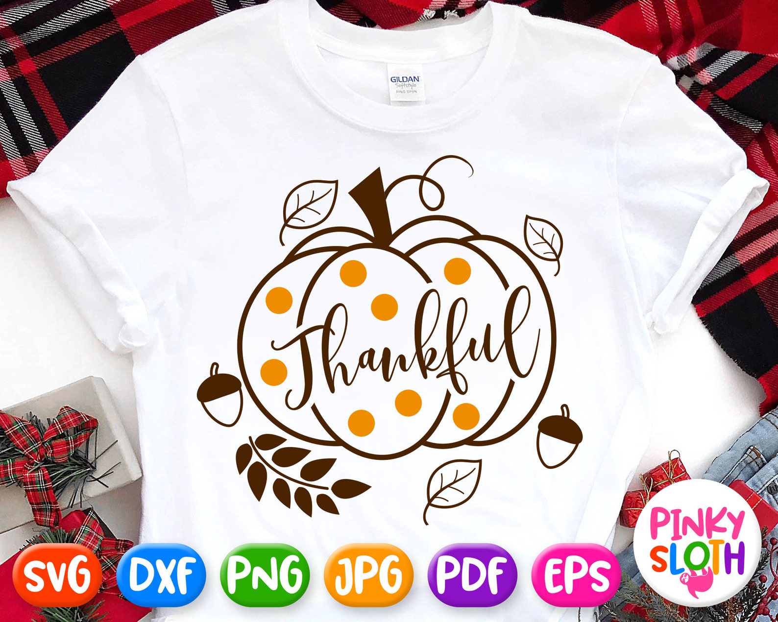 Thankful Svg Thanksgiving Shirt Svg Pumpkin outline with | Etsy