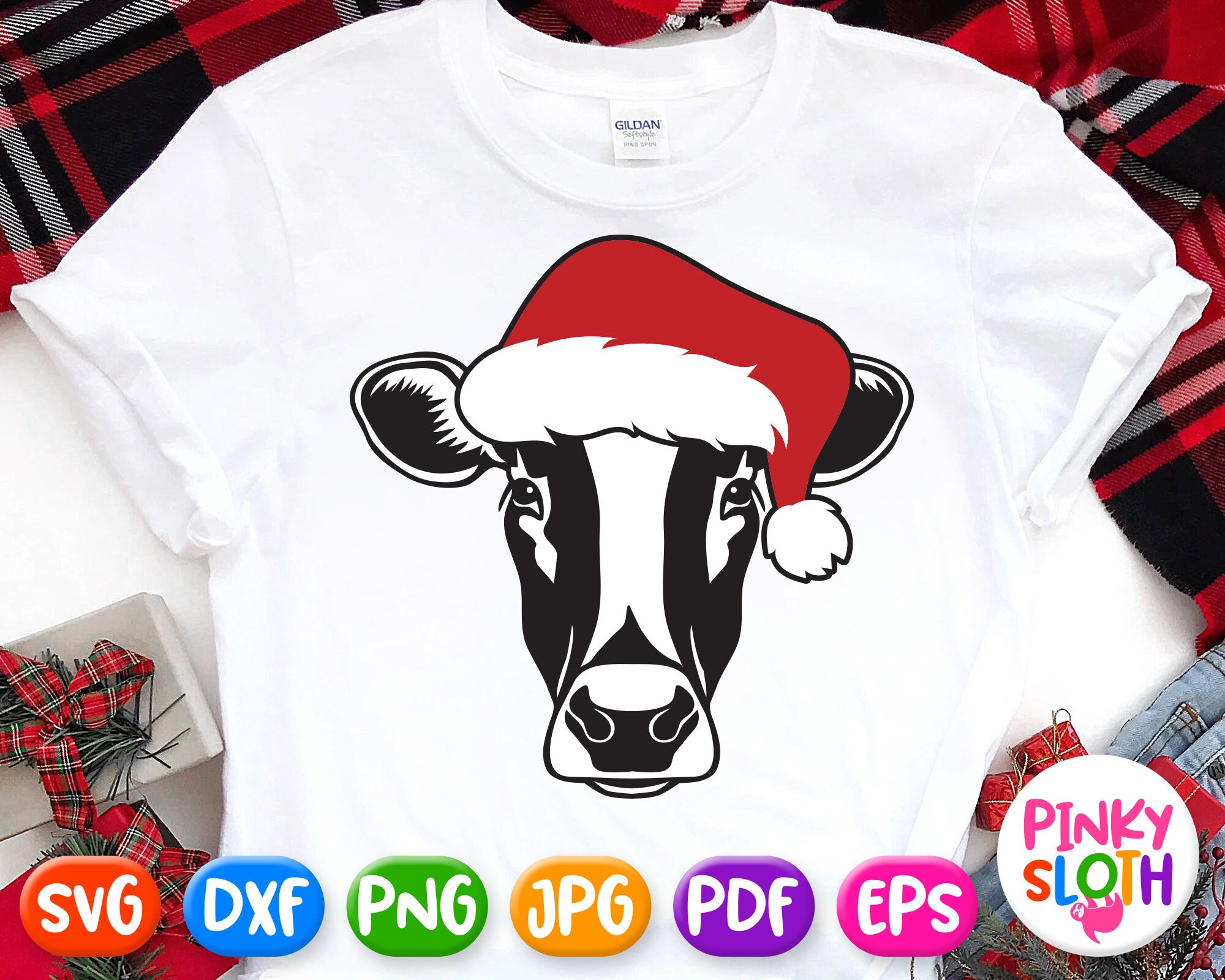 Download Christmas Cow Svg Cow With Santa Hat Svg Christmas Svg Etsy