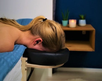 Massagehoofdsteun voor bed gemaakt van hout