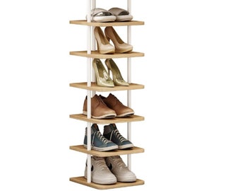 Wood & Metal Vertical Shoe Storage | Tall Shoe rack | Entryway Shoe Rack | Shoe Shelves | Shoe Cabinet | Shoe Rack | Home Decor