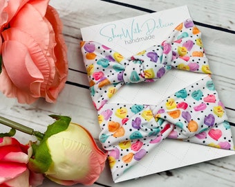 Mommy and Me, Candy Hearts, Top Knot Headband, Knotted Headband, Head Wrap, Baby Turban, Baby Headband, Conversation Hearts, Valentines