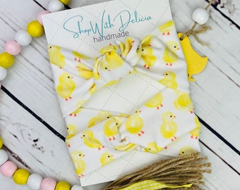 Mommy and Me Chick Headbands, Chicks, Top Knot , Knotted Headband, Head Wrap, Baby Turban, Baby Headband, Easter, Easter baby Chicks, Spring