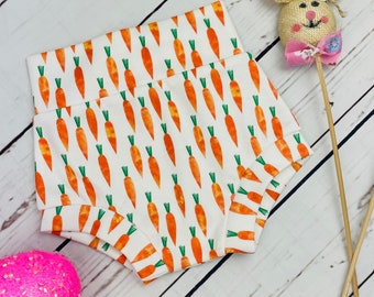 Carrot High Waisted Bummies, Shorties, Easter Baby Bloomers, Shorts, Baby Shorts, Diaper Cover, Organic Baby Bummies, Organic Bloomer