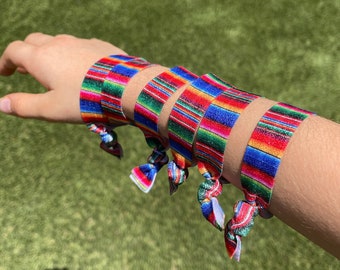 Serape Elastic Hair Ties, Fiesta Party Favors, Serape FOE hair ties, Pony Tail holders, Hair Elastics