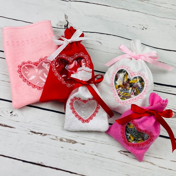 Valentines Treat Bag, Peek-a-boo bag, Valentines party Favor bag, Class Favor bag, Valentines Heart bag, Candy bag, Valentines candy