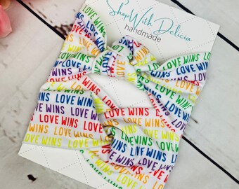 Mommy and Me Pride love is love headbands, Top Knot Headband, Knotted Headband, Head Wrap, Baby Turban, Baby knit Headband, Love Wins, PRide