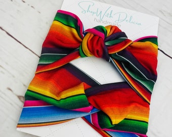 Mommy and Me Serape headband set, Top Knot Headband, Knotted Knit Headband, Head Wrap, Baby Turban, Baby Headband, Mexican, Hispanic