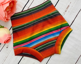 Serape High Waisted Bummies | Fiesta Baby Bloomers | Diaper Cover | Organic Baby Bummies | Organic Bloomer | Cinco de Mayo | Fiesta Shorts