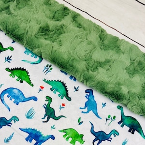 Baby Dinosaur BLANKET| Baby Boy Dino |  Minky Lovey | GENDER NEUTRAL Baby Gift | watercolor Dinosaur |  Boy Dinosaur Blanket | Faux fur