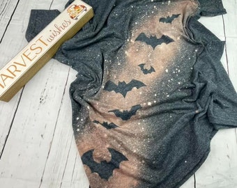 Bleached Halloween Bat Shirt, Unisex fall shirt, Stencil bats unisex shirt, Scary season, Halloween Bat Shirt, trick or treat, Bat Swarm