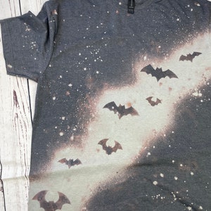 Bleached Halloween Bat Shirt, Unisex Fall Shirt, Stencil Bats Unisex ...