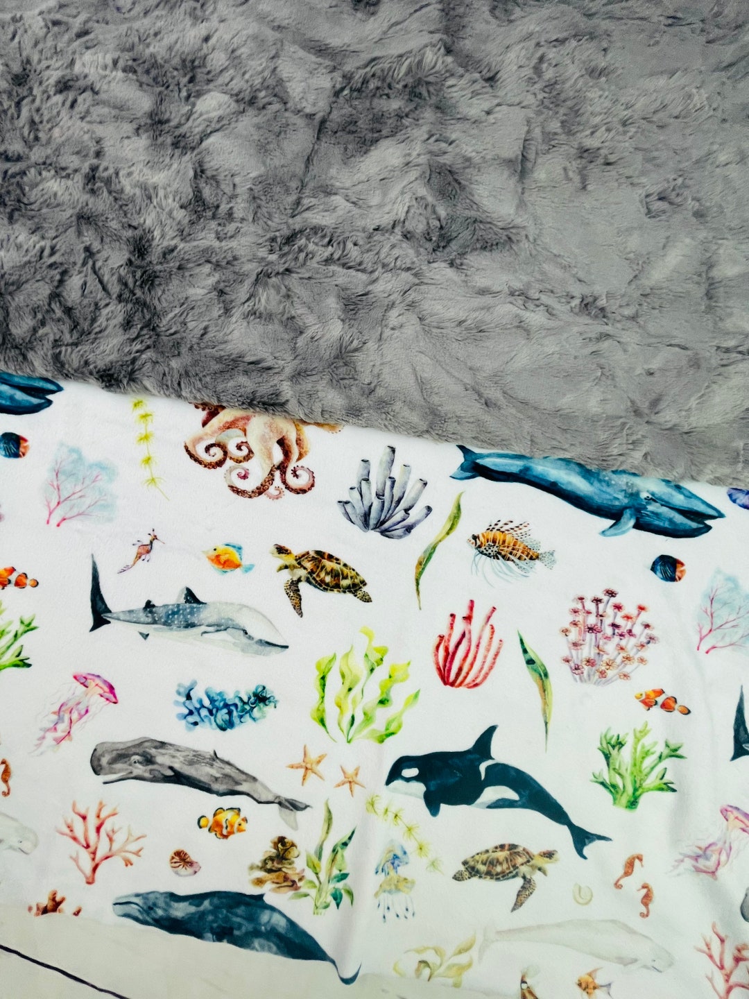 Under the Sea Whales Blanket for Kids | Gender Neutral | Lovey Blanket ...