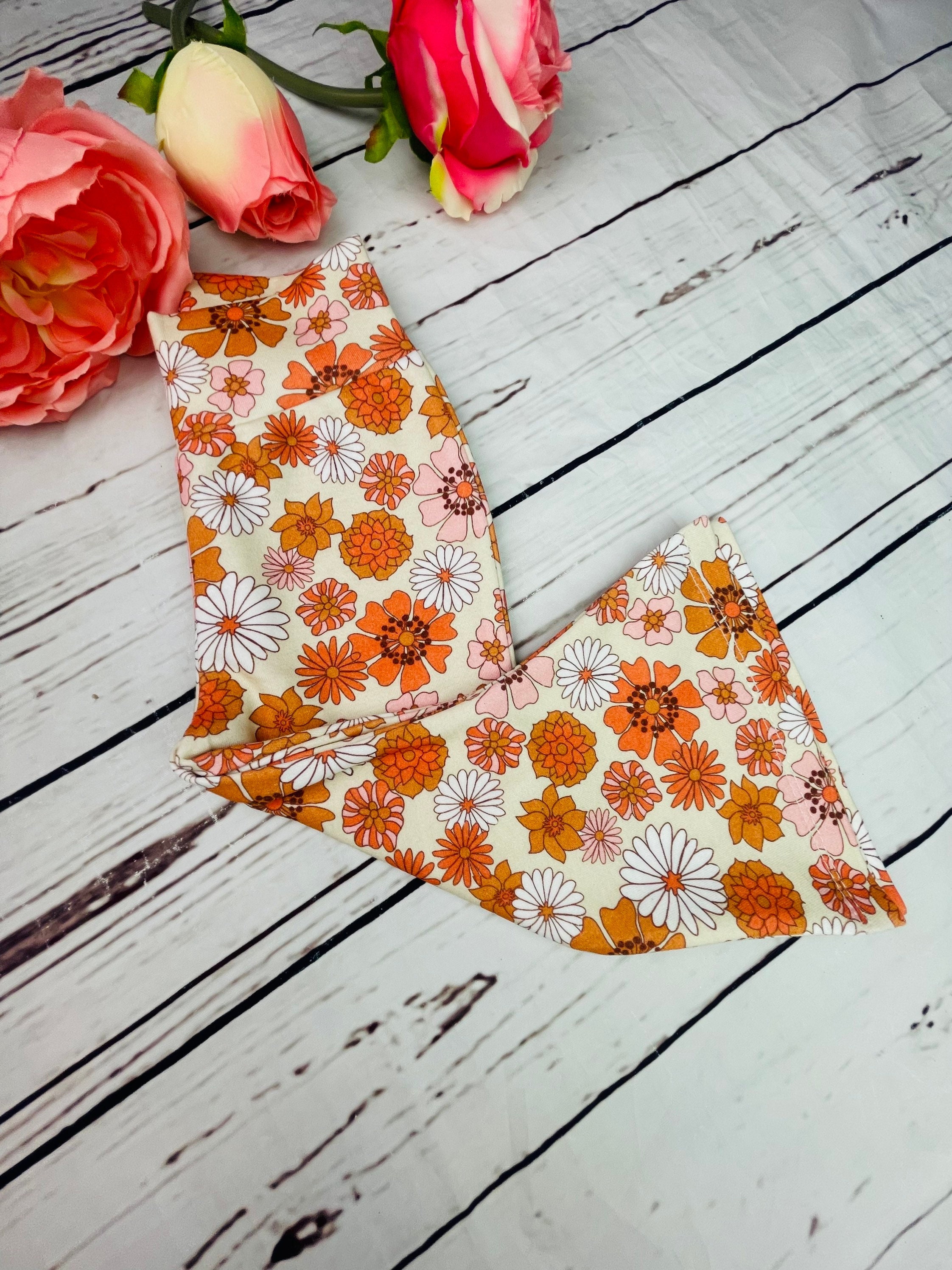 Boho Flare Pants - Peach and Navy Blue Pants - Floral Print Pants - $36.00  - Lulus