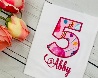 Candy Birthday Shirt | Girl Candy shirt | Candyland shirt | Kids Sweet Treats birthday | Girl Custom candy | Custom Embroidery | Birthday