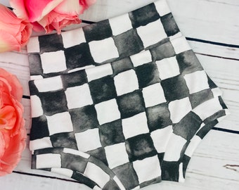 Organic Race Car Checkered print baby bummies | Watercolor Checkered print baby bummies | Organic Cotton Bummies | Gender Neutral