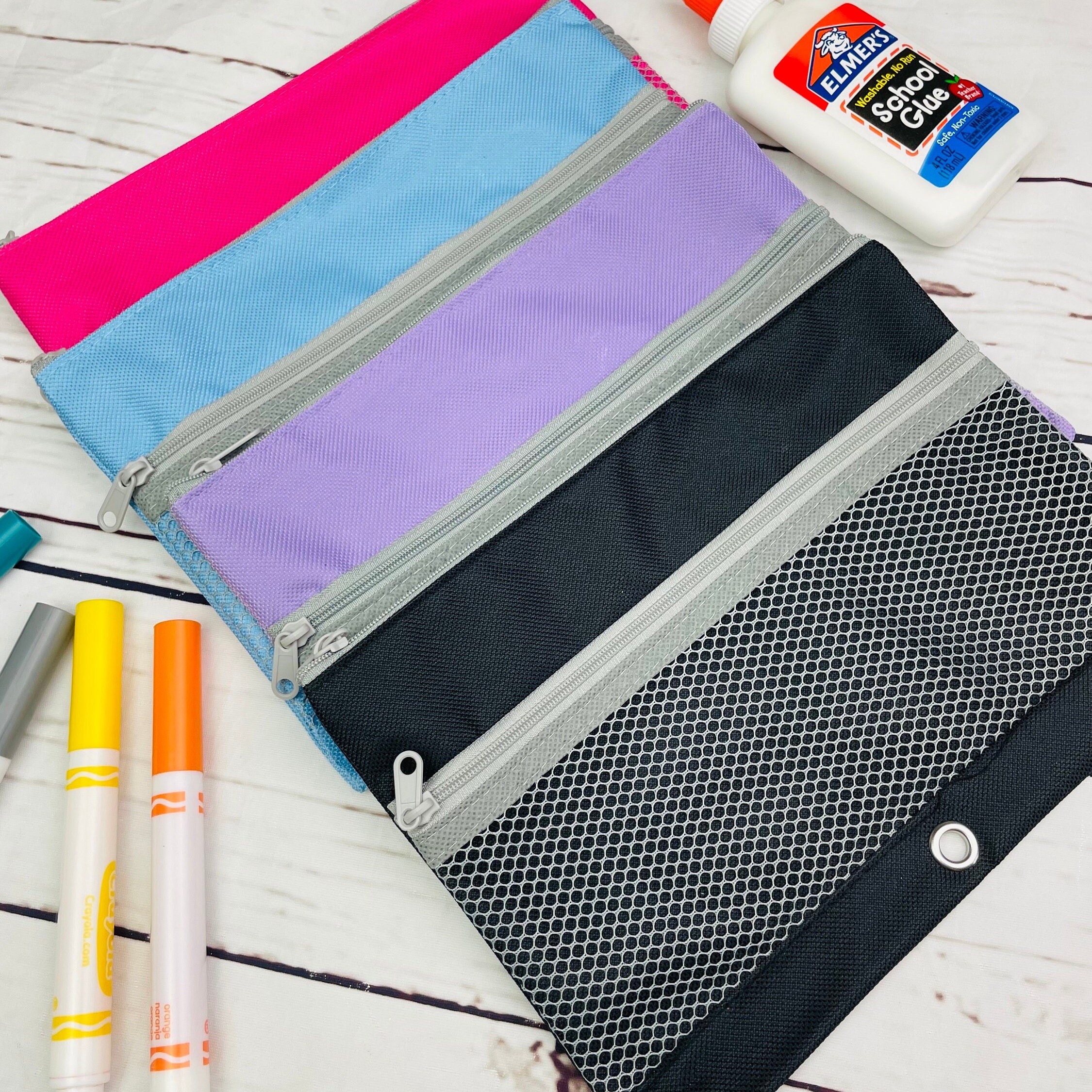 Back to School Personalized Girls Pencil Case Confetti Pencil Pouch Fits in  a 3 Ring Binder Pouch, Personalized Pencil Case 