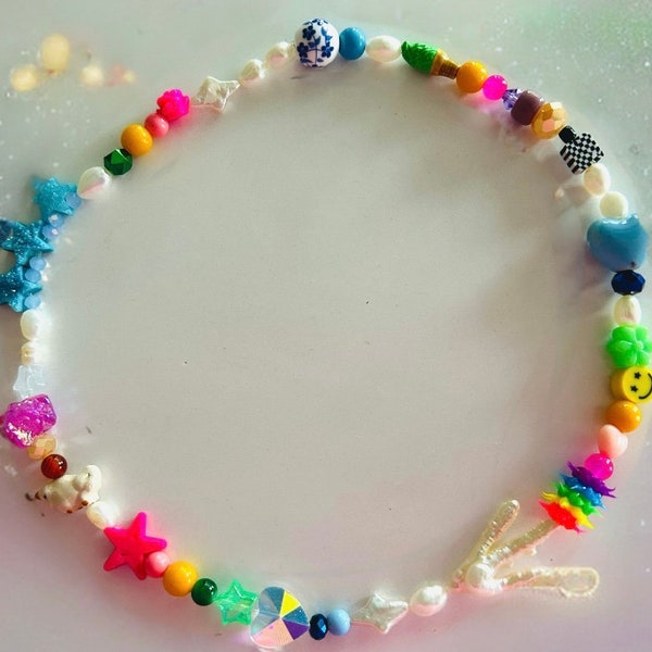 Chunky Pearl Charm Y2K Necklace - Unicorn Magic