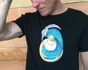 Diseño "CICLO" camiseta estampada con algodón ilustración de arte - artista, 100% de orgánico. camiseta con diseño de artista. Algodón orgánico
