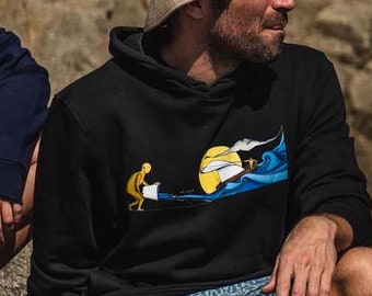 Diseño "CUBELL" met een diseño-illustración de arte-artista, hecha de algodón orgánico. hoodie met artist design. Biologisch katoen