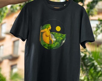 Diseño "MUJER LIBRE" camiseta estampada, ilustración de arte, artista, 100% de algodón orgánico. t-shirt with artist design. Organic cotton