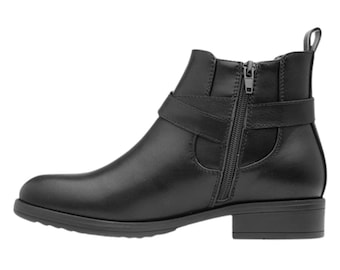 Womens ladies girls black zip up ankle boots casual school office winter Size 4 5 6 7 8