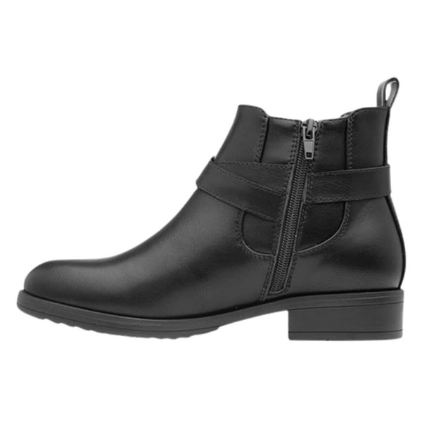 Womens ladies girls black zip up ankle boots casual school office winter Size 4 5 6 7 8