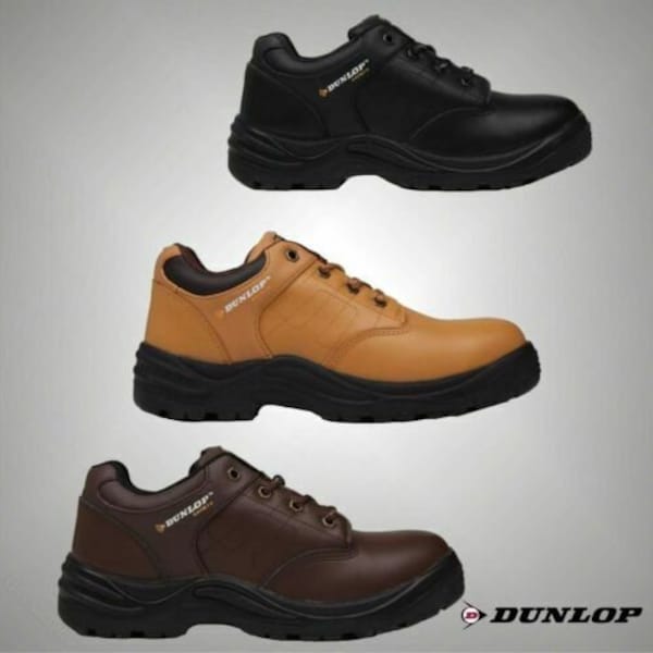 Dunlop Kansas Chaussures de sécurité en cuir pour hommes avec embout en acier, bottes de travail antidérapantes/huiles