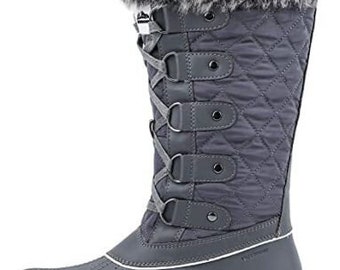 Aleader Women's Waterproof Winter Snow Boots Soft Walking Hiking Outdoor Dark Grey Size