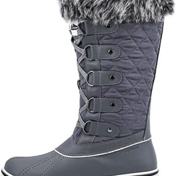 Aleader Women's Waterproof Winter Snow Boots Soft Walking Hiking Outdoor Dark Grey Size