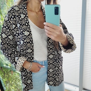 Quilted cotton cardigan sweater shop