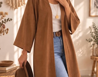 Cotton Velvet Kimono Jacket, Handmade Velvet Jacket, Boho Kimono Cardigan, Custom Made Jacket, Plus Size Kimono, Fall Jacket