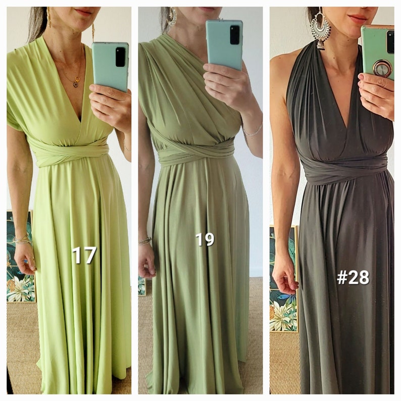 Robe infini personnalisée, robe multi-enveloppement, robe longue noire, robe de mariée dété verte, robe de mariée de plage, robe maxi de demoiselle dhonneur image 10