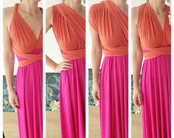 Customized colorful infinity dress, multi wrap dress, orange pink dress, green long dress, beach wedding dress, bridesmaid maxi dress