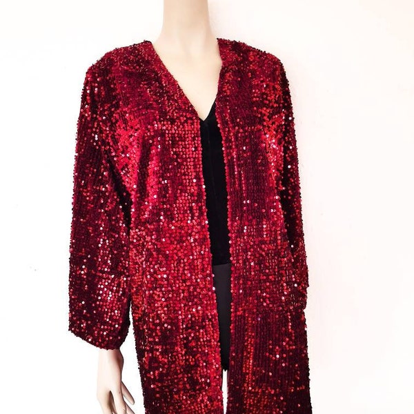 Red Sequin Jacket Etsy