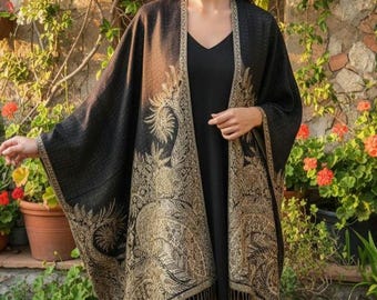 Handgjord kimono för kvinnor, unisex lång boho kofta, guld, dammblå, lätt kofta, julklapp, guld kofta, herrkimono