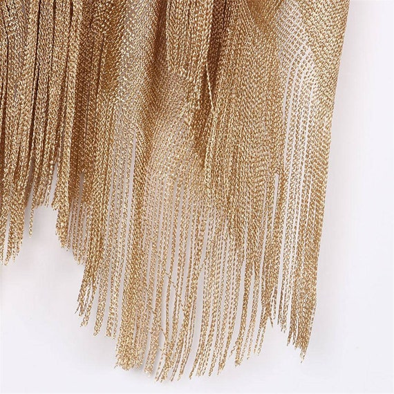 Gold Metallic Mesh Kimono Boho Cardigan With Tassels Silver Mid Length Kimono Light Cardigan With Tinsels Beach Kimono With Fringe Etsy