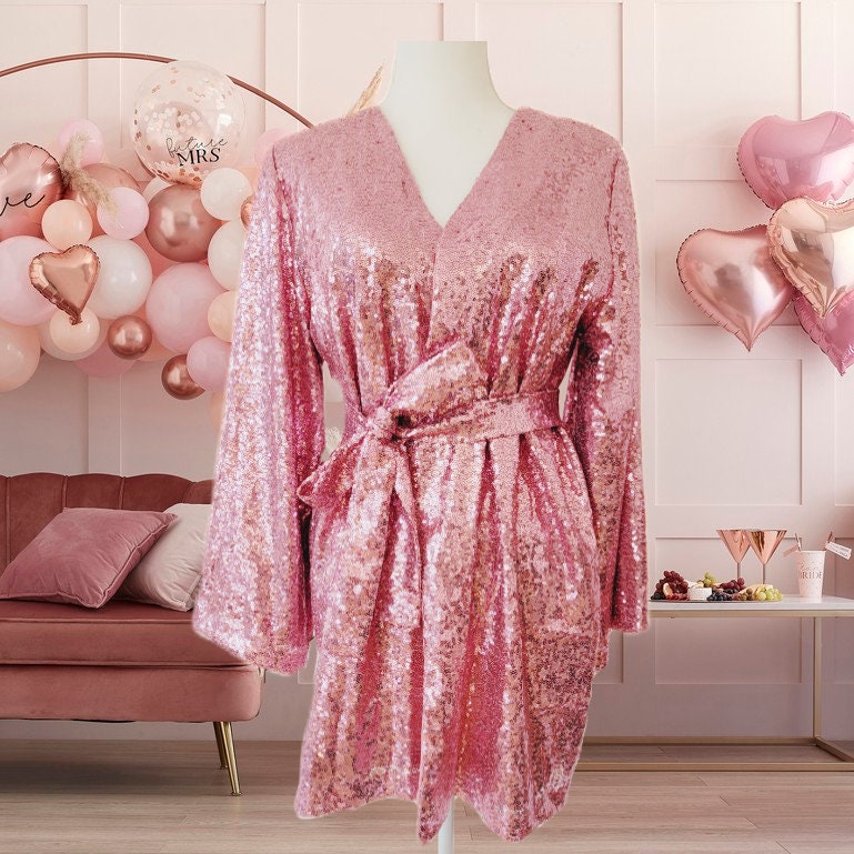 Customized Bridal Kimono/plus Size White Dressing Gown/pink Bachelorette  Party Kimono/sequin Bridesmaid Kimono/red Sequin Bride Robe - Etsy