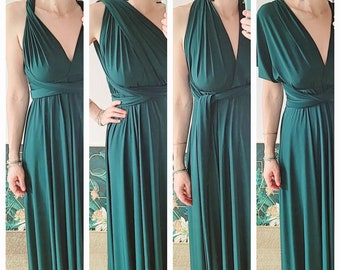 Customized infinity dress, multi wrap dress, sage green long dress, dark green summer wedding dress, beach dress, pregnancy elegant dre