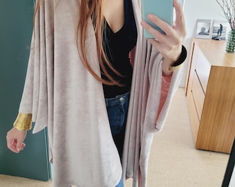 Beige velvet cardigan women dark old pink, short kimono, kimono jacket women, oversized teal velvet jacket, plus size lightweight jacket, women gift