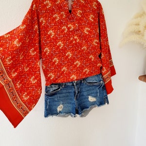 Crop Short cardigan, floral cardigan women, red cotton cardigan ,boho cardigan, floral jacket, green short beach cardigan Bild 3