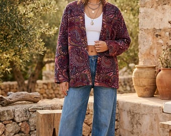 Oversized sammetsjacka | Casual sammetsjacka en storlek | Övergångsjacka för kvinnor