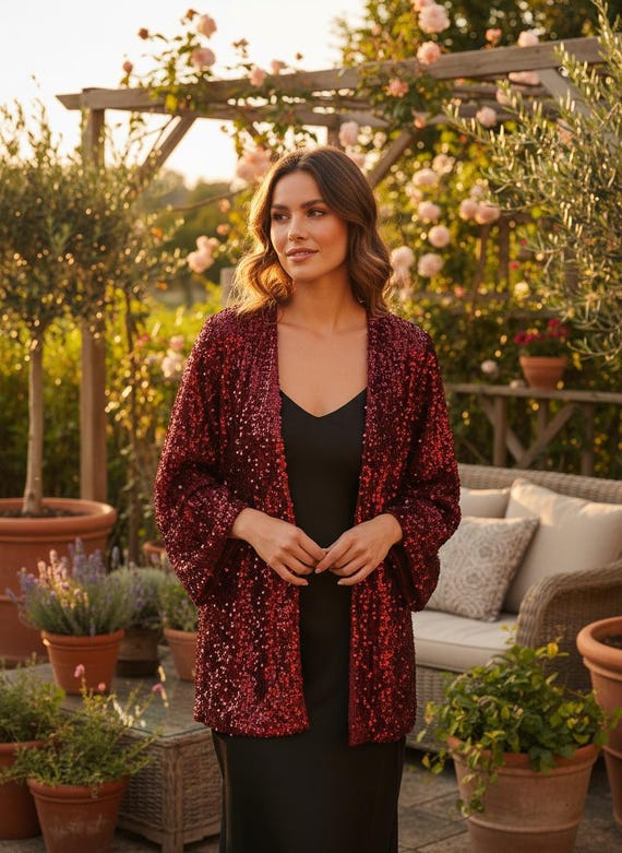Customized Festive Velvet Sequin Blazer Women Red, Sequin Short Robe, Velvet Cardigan,evening Jacket,plus Size Party Blazer, XXL Sequin - Etsy Customized Festive Velvet Sequin Blazer Women Red, Sequin Short Robe, Velvet Cardigan,evening Jacket,plus Size Party Blazer, XXL Sequin - Etsy