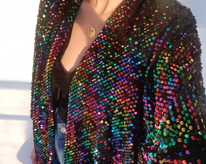 Celeste Pumpkin Sequin Oversized Jacket