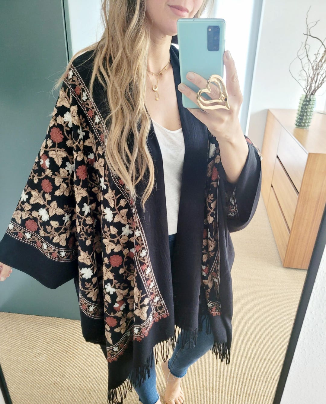 オリジナル Elegant Perfect – Handmade – Shawl Kimono Embroidered Clothing