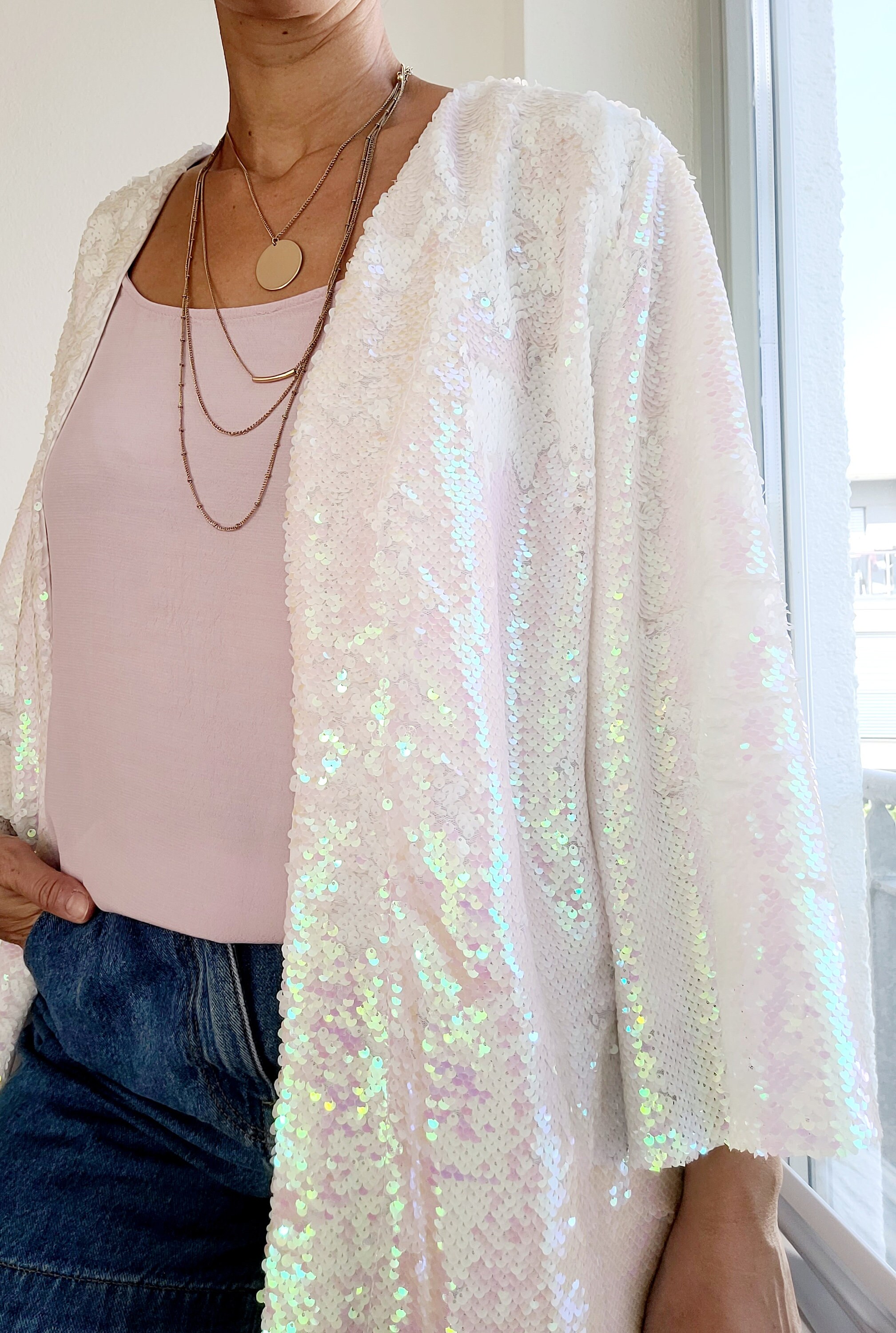 Holographic White Sequin Jacket Reversable Sequinned Jacket Plus Size Rave Fuchsia Purple Sequin Long Kimono Iridescent Festival Kimono Etsy Canada