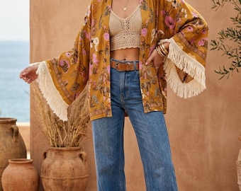 Short cardigan, floral cardigan women, cotton cardigan ,boho cardigan, floral jacket