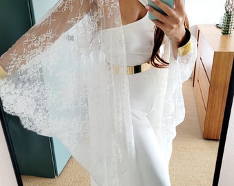 Kimono bohemio de encaje blanco, tallas S-3XL, largo y transparente, cárdigan hecho a mano, talla única y talla grande, kimono para sesión de fotos de maternidad.