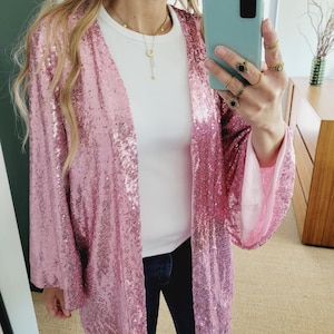 Customized sequin jacket/plus size pink sparkling jacket/ cocktail blazer/ sequin bridesmaid gift/white glitter jacket