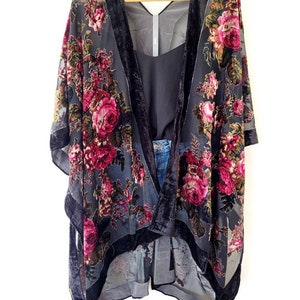 Burn Out Velvet Floral Black Cardigan, Boho Velvet Kimono, Semi Sheer Light Cardigan, Wine Red, Black, Burgundy, Plus Size Semi Sheer Kimono - Etsy Burn Out Velvet Floral Black Cardigan, Boho Velvet Kimono, Semi Sheer Light Cardigan, Wine Red, Black, Burgundy, Plus Size Semi Sheer Kimono - Etsy